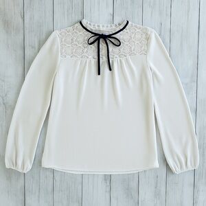 Express | Cream Lace Yoke Long Sleeve Blouse M NWT